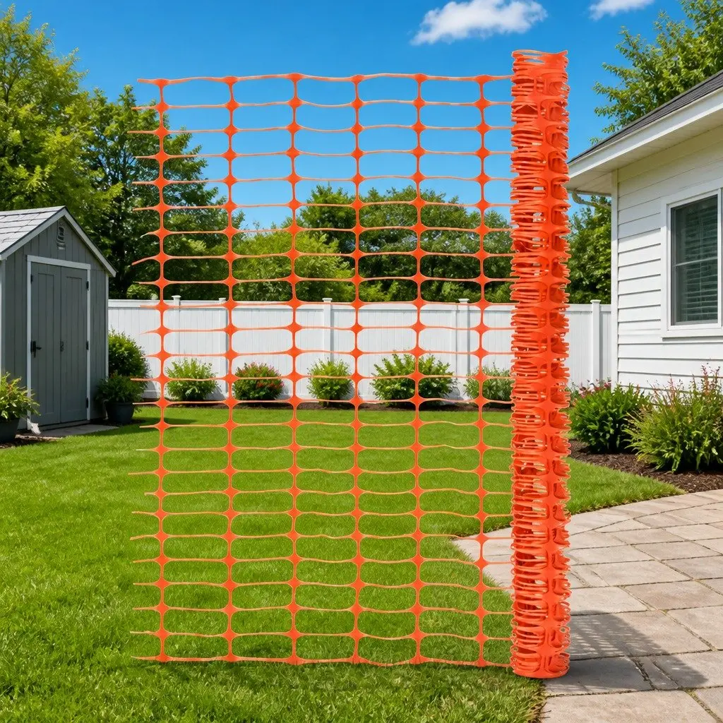 Temporary Barrier Fence Orange HDPE 50m Lightweight Flexible Construction Site Fencing