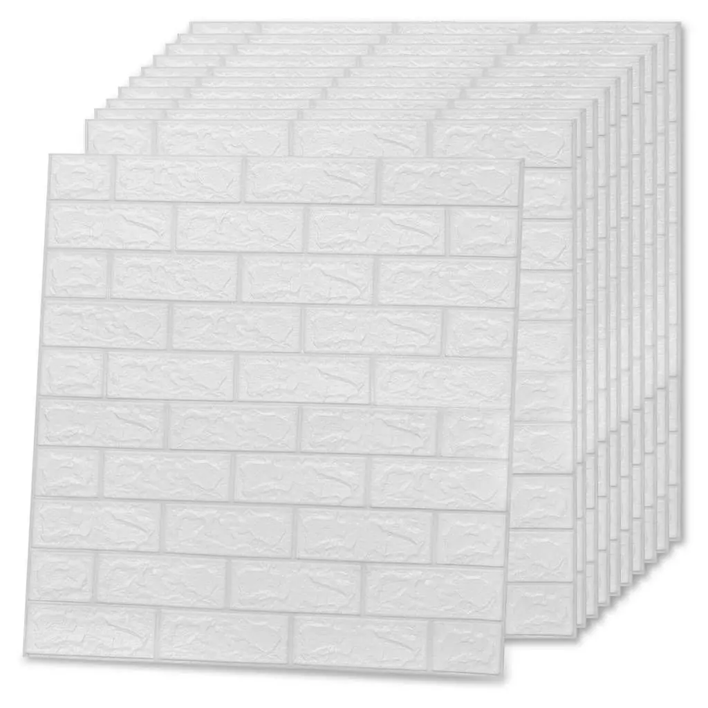 3D Brick Wallpaper Self-Adhesive White Wall Stickers 10 Piece Home Decor