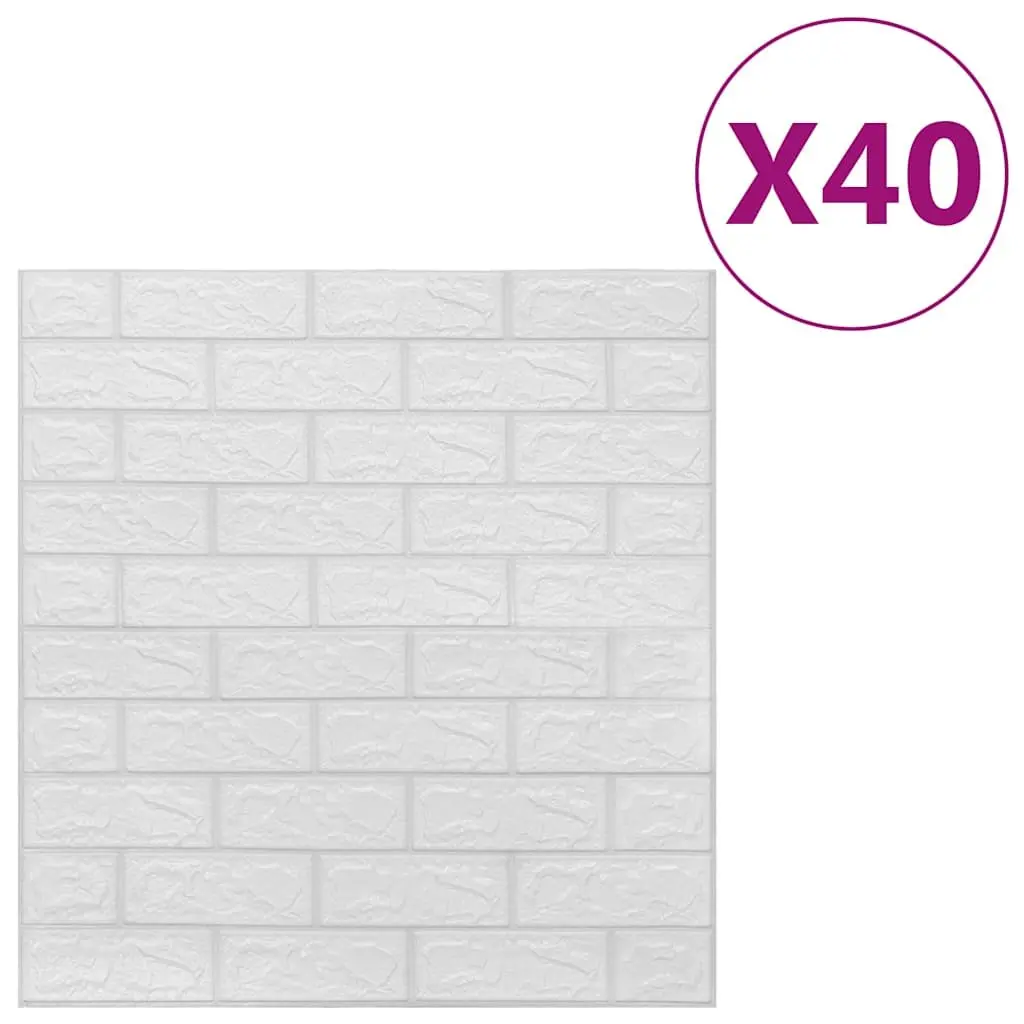 3D Brick Wallpaper Self-Adhesive Panels White 40 Piece Home Decor