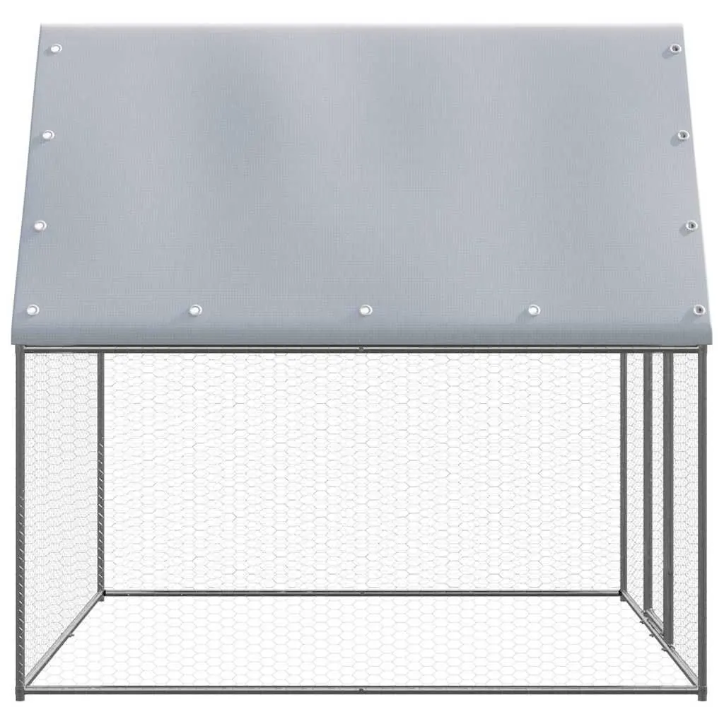 Outdoor Chicken Cage Galvanised Steel 2x2x2m Silver Enclosure Run Aviary Small Animal