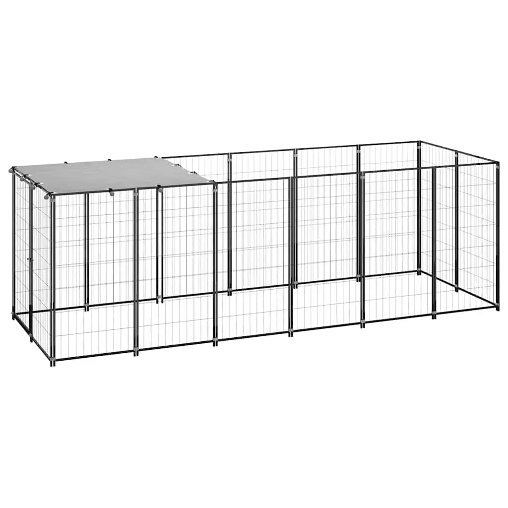 Dog Kennel Steel Wire Mesh Outdoor Enclosure 330x110x110cm Black