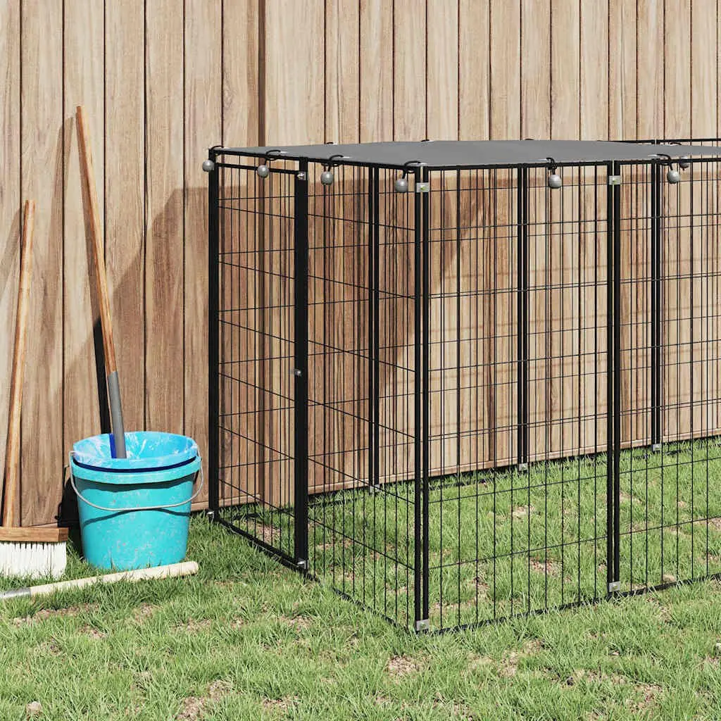 Dog Kennel Steel Wire Mesh Outdoor Enclosure 330x110x110cm Black