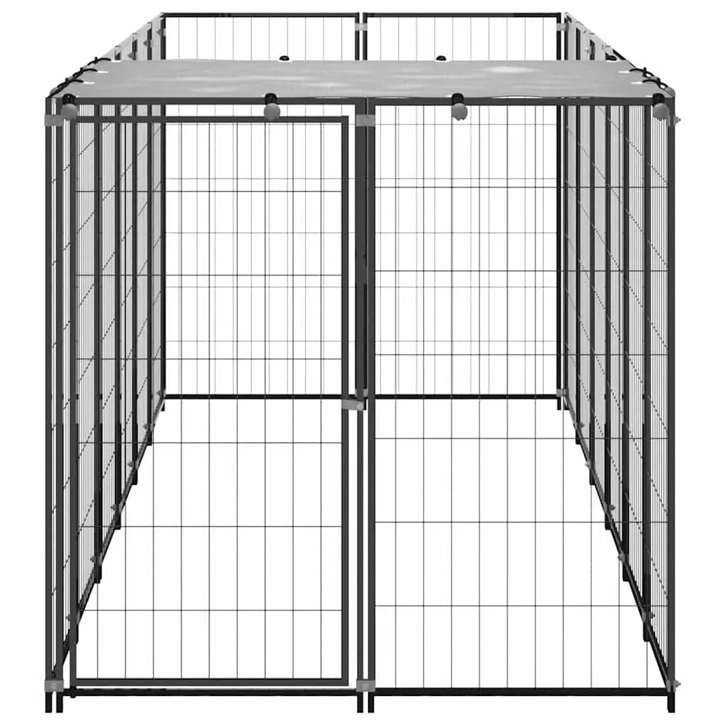 Dog Kennel Steel Wire Mesh Outdoor Enclosure 330x110x110cm Black