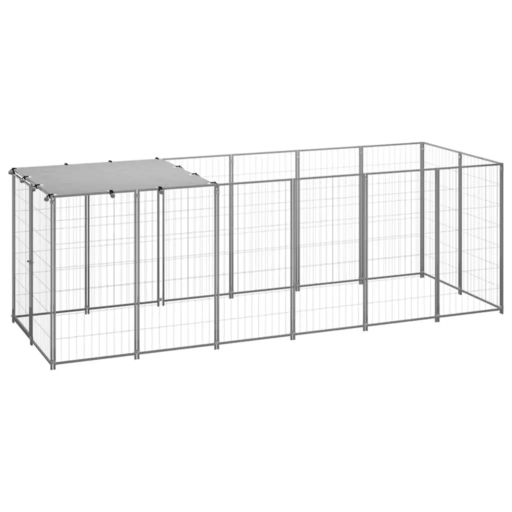 Dog Kennel Outdoor Pet Cage Steel Wire Mesh Silver 330x110x110cm Large Enclosure
