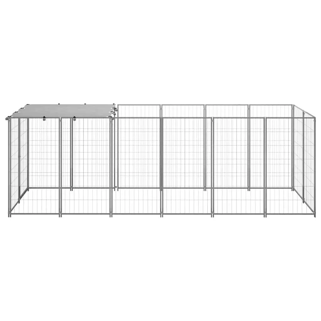 Dog Kennel Outdoor Pet Cage Steel Wire Mesh Silver 330x110x110cm Large Enclosure
