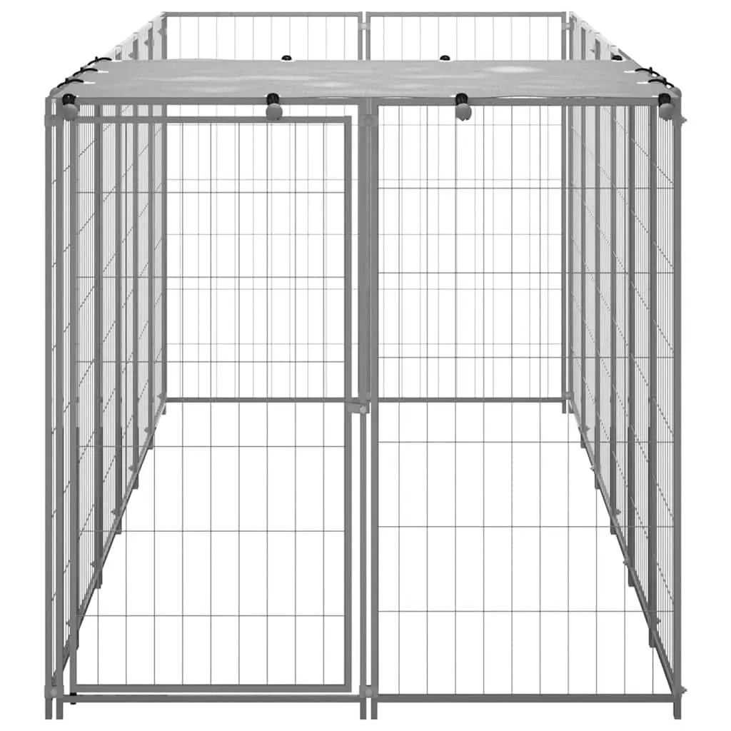 Dog Kennel Outdoor Pet Cage Steel Wire Mesh Silver 330x110x110cm Large Enclosure