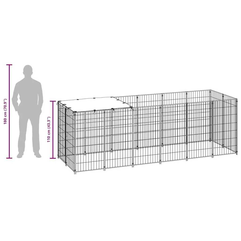 Dog Kennel Outdoor Pet Cage Steel Wire Mesh Silver 330x110x110cm Large Enclosure