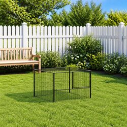 Dog Kennel Outdoor Pet Enclosure Steel Wire Mesh Cage Exercise Pen Black