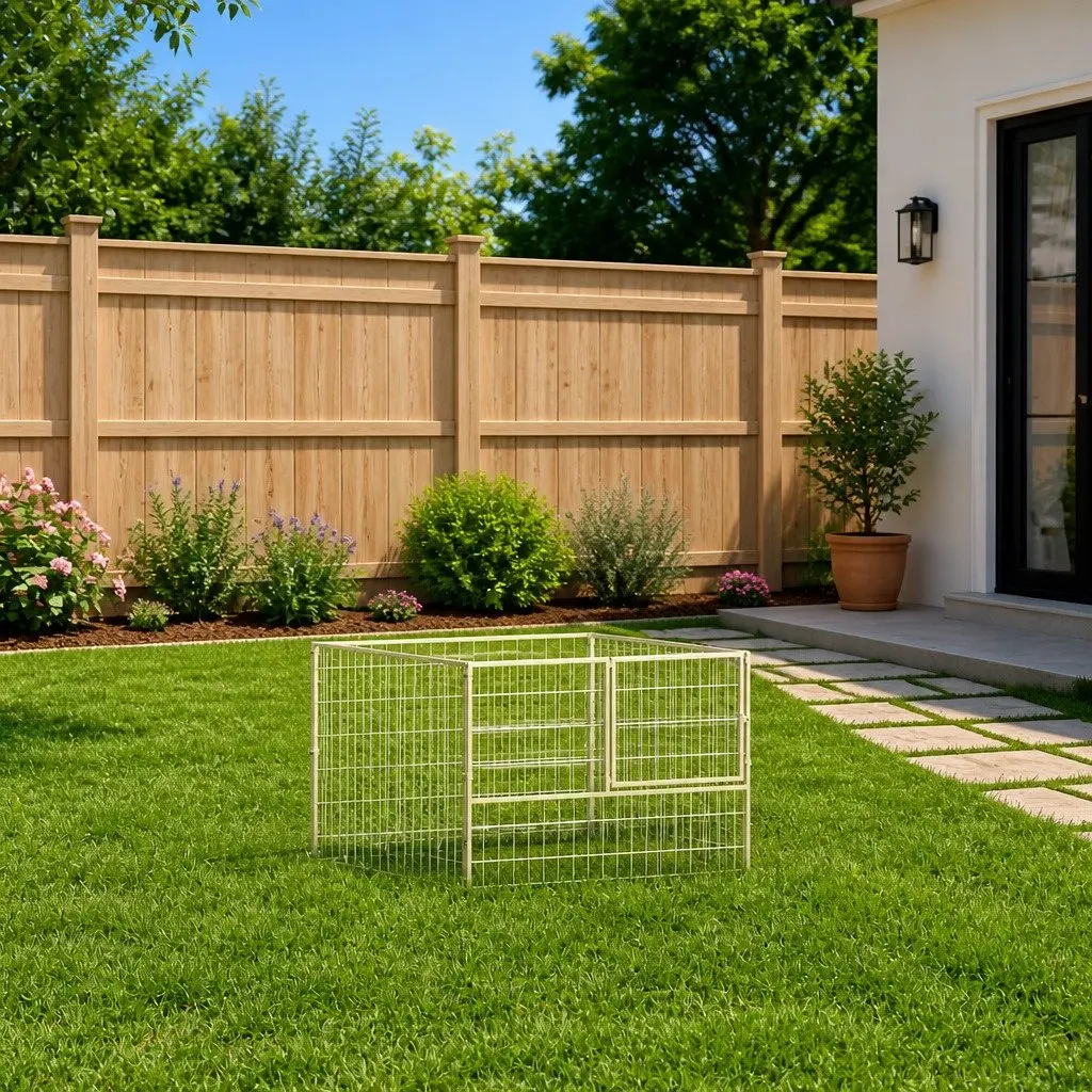 Dog Kennel Silver Outdoor Pet Enclosure Steel Wire Mesh Exercise Pen Cage Run