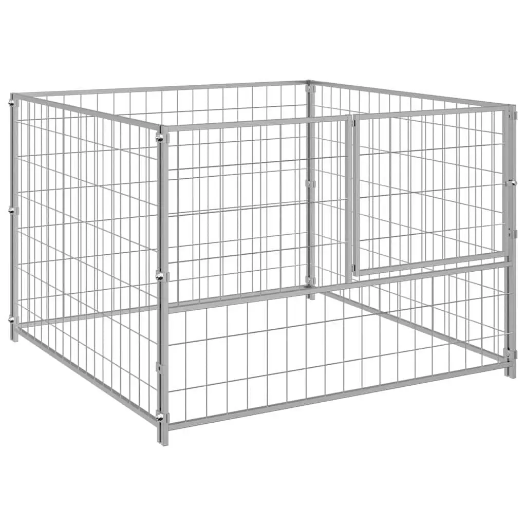 Dog Kennel Silver Outdoor Pet Enclosure Steel Wire Mesh Exercise Pen Cage Run