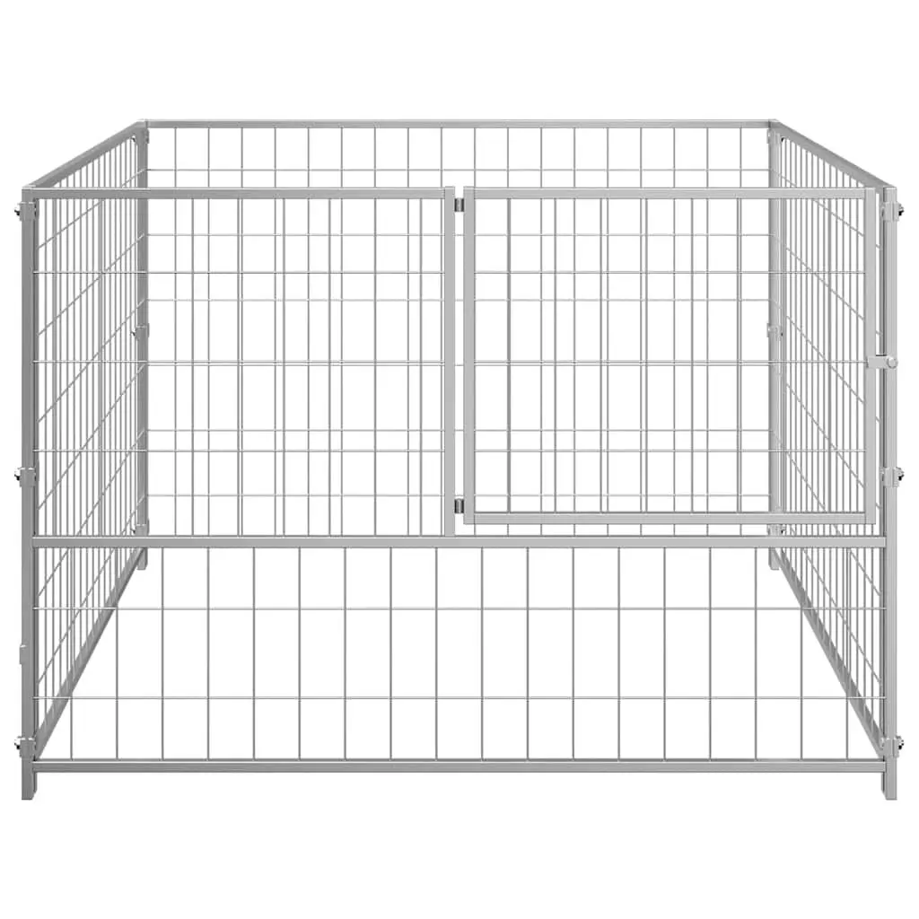 Dog Kennel Silver Outdoor Pet Enclosure Steel Wire Mesh Exercise Pen Cage Run