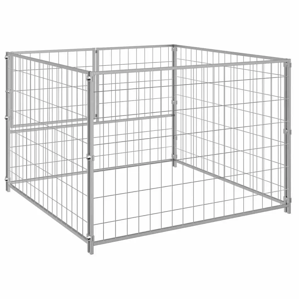 Dog Kennel Silver Outdoor Pet Enclosure Steel Wire Mesh Exercise Pen Cage Run