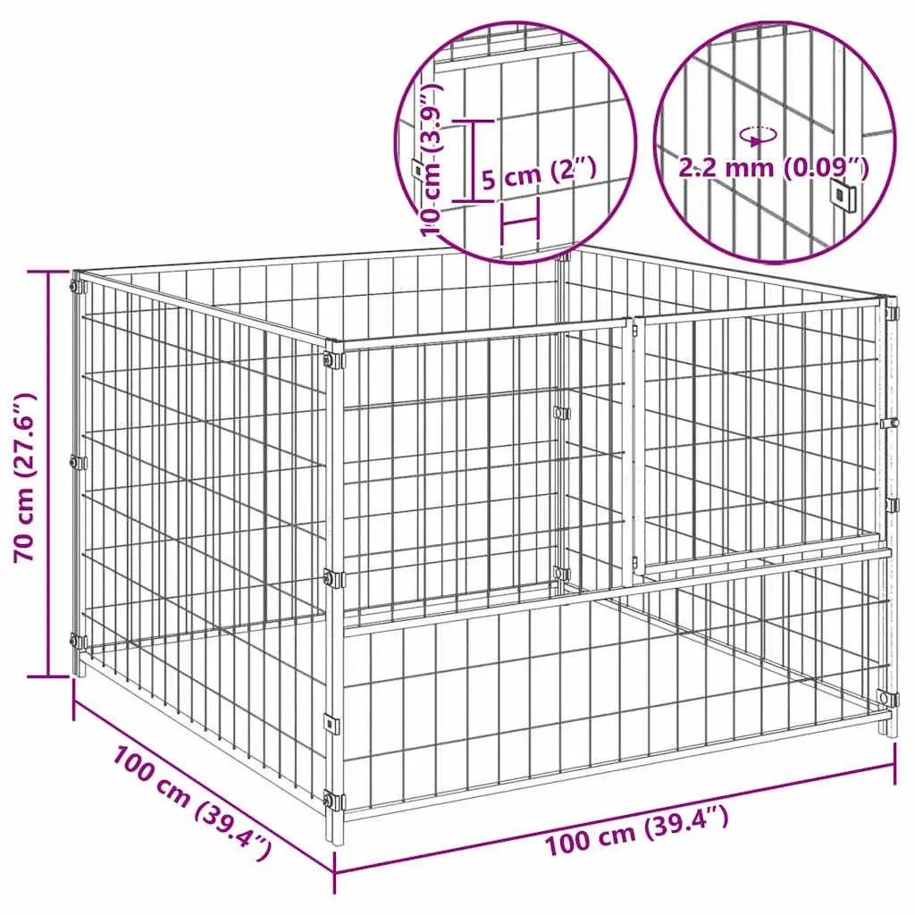 Dog Kennel Silver Outdoor Pet Enclosure Steel Wire Mesh Exercise Pen Cage Run