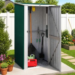 Practical Garden Shed for Your Home: 118.5x97x209.5 cm Green Storage