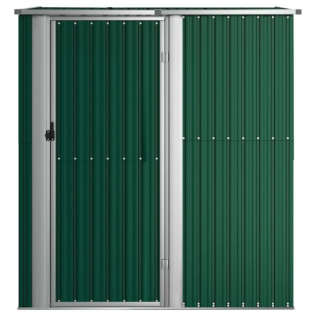Garden Shed Galvanised Steel 180.5 x 97 x 209.5 cm Green Outdoor Storage Lockable Door Sloping Roof