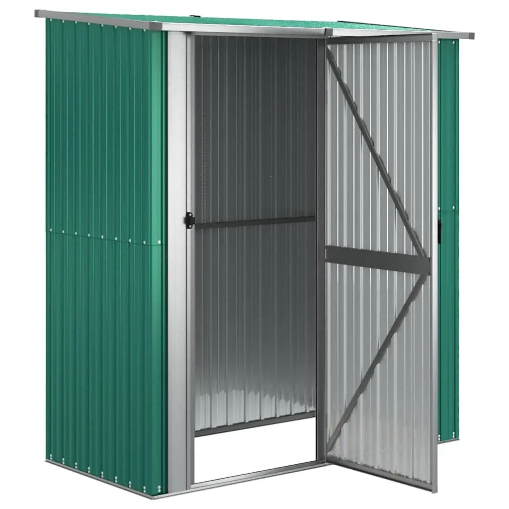 Garden Shed Galvanised Steel 180.5 x 97 x 209.5 cm Green Outdoor Storage Lockable Door Sloping Roof