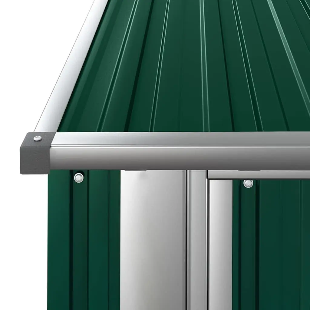 Garden Shed Galvanised Steel 180.5 x 97 x 209.5 cm Green Outdoor Storage Lockable Door Sloping Roof