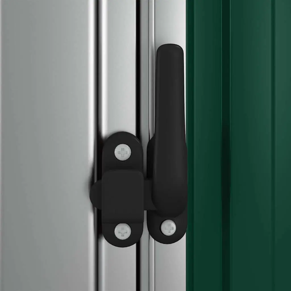 Garden Shed Galvanised Steel 180.5 x 97 x 209.5 cm Green Outdoor Storage Lockable Door Sloping Roof
