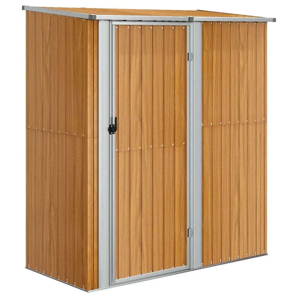 Garden Shed Outdoor Storage Tool House Galvanised Steel Brown 180.5x97x209.5 cm Lockable Door