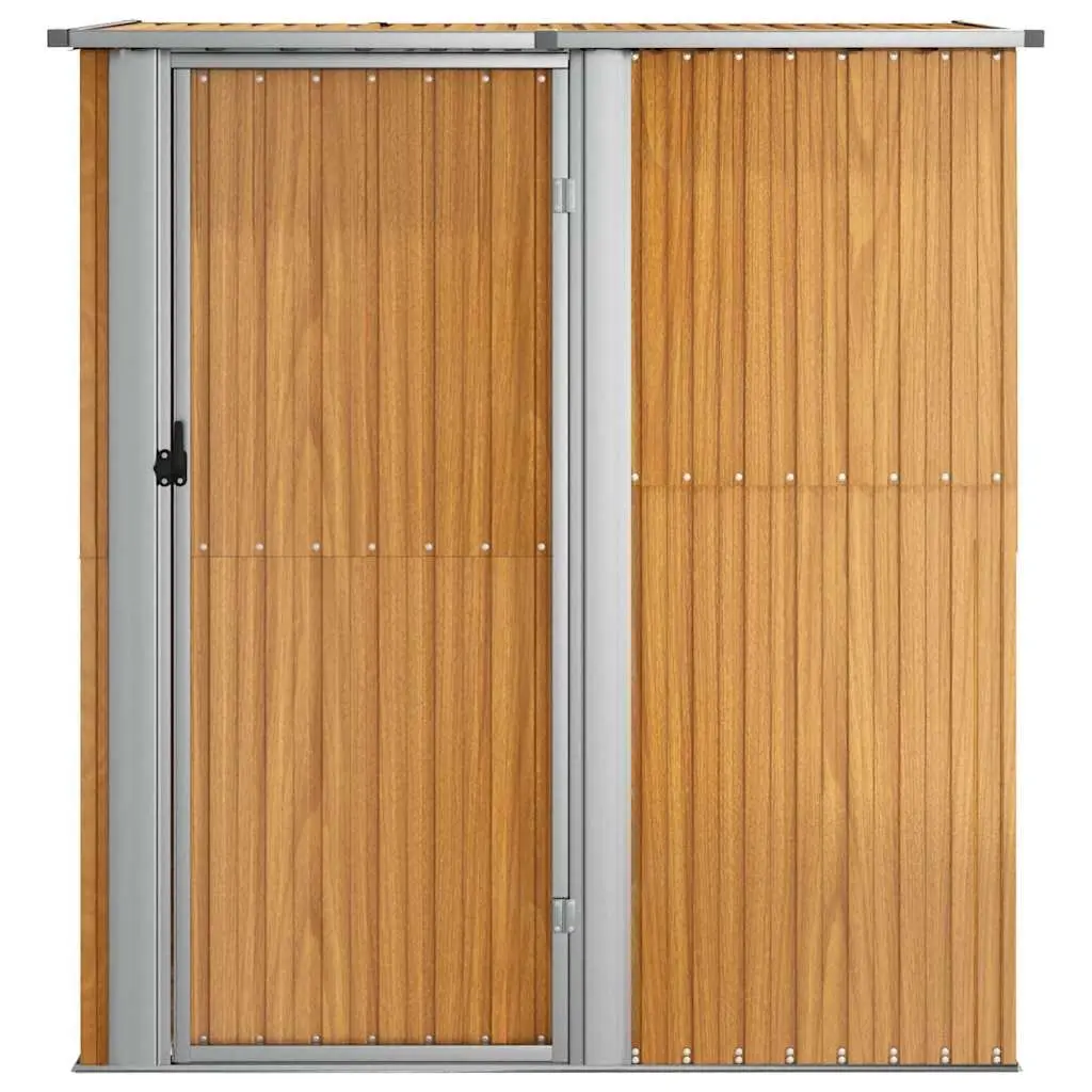 Garden Shed Outdoor Storage Tool House Galvanised Steel Brown 180.5x97x209.5 cm Lockable Door
