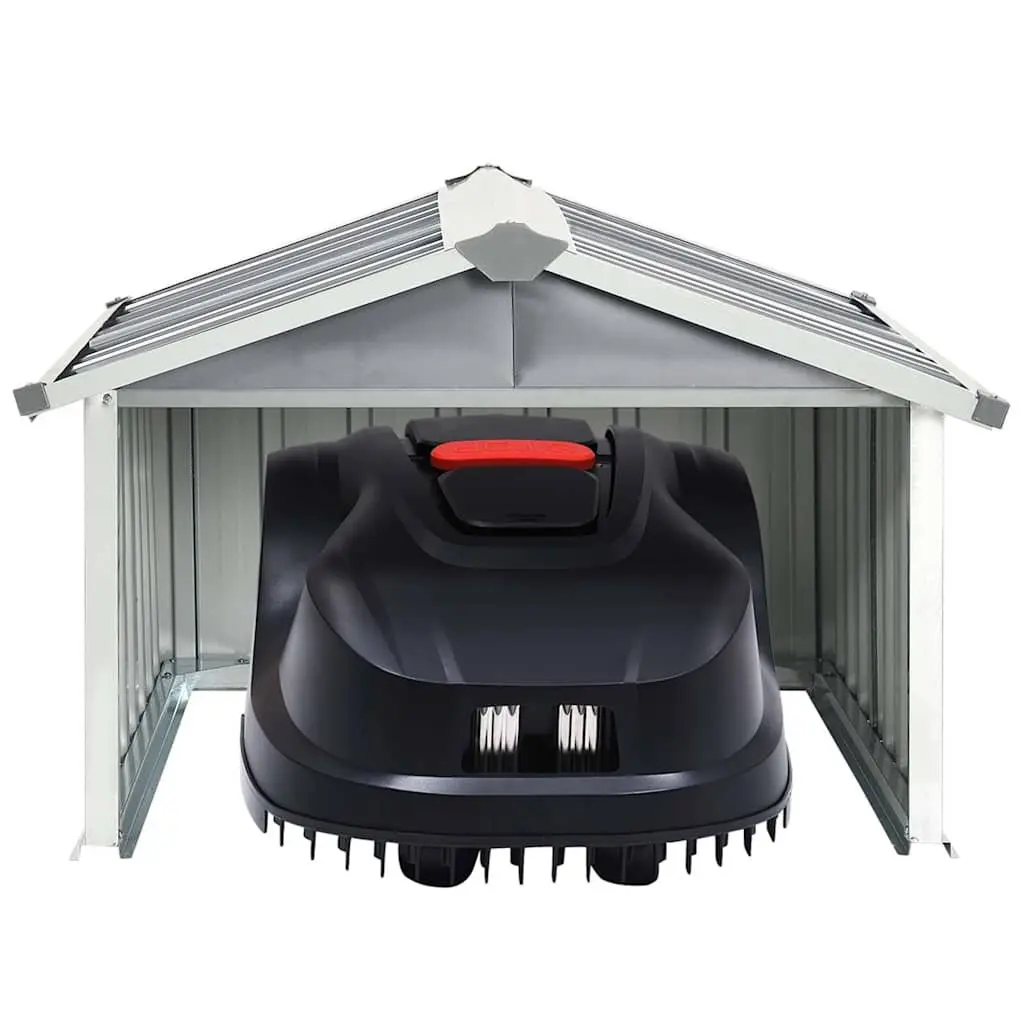 Robot Mower Shed Grey Galvanised Steel 92x97x63cm Weather Resistant Storage Enclosure