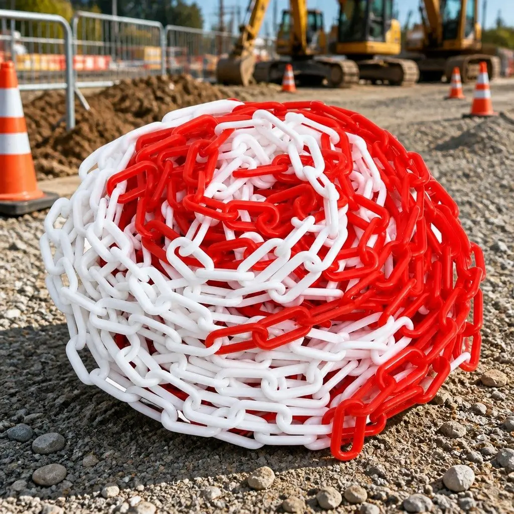 Warning Chain Plastic 100m Red White Ø4mm Temporary Access Safety Barrier