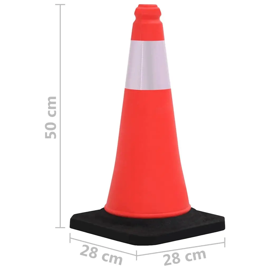 Traffic Cones Reflective Heavy Base 50 cm Red with White Stripe Set of 10