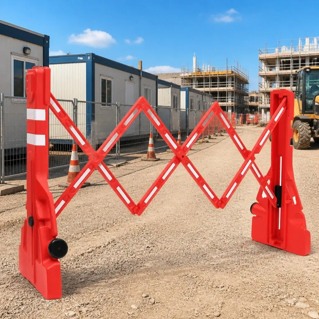 Folding Safety Barrier Reflective Outdoor Use Adjustable Length Red 210x50x105cm