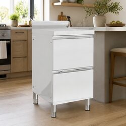 Commercial Kitchen Cabinet with 2 Drawers Stainless Steel Storage 50x60x96cm