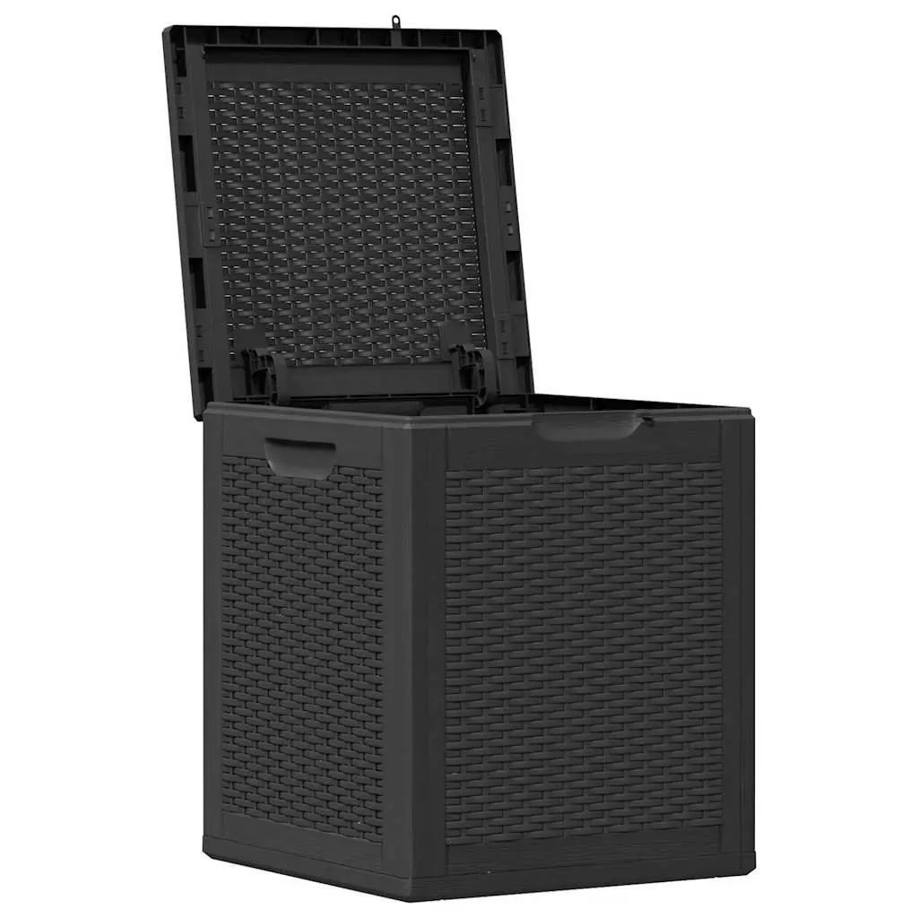 Garden Storage Box PP 90L Weather-Resistant Black Container