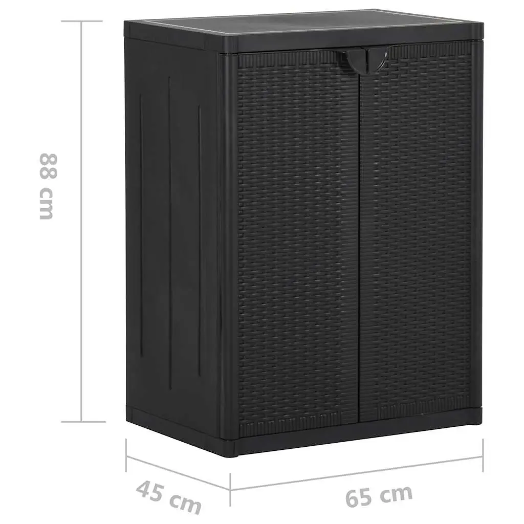 Storage Cabinet PP Black 65 x 45 x 88 cm Garden Patio Outdoor Indoor Organizer Cupboard Shelves