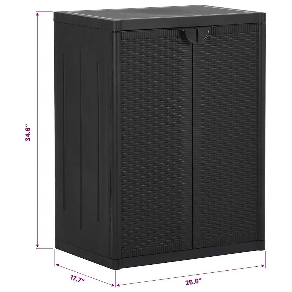 Storage Cabinet PP Black 65 x 45 x 88 cm Garden Patio Outdoor Indoor Organizer Cupboard Shelves