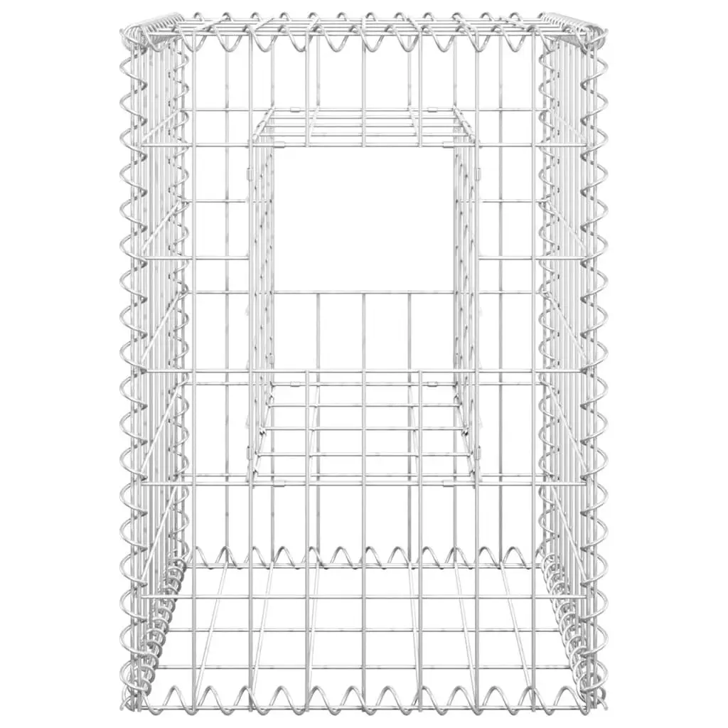 Gabion Basket Posts Iron 40x40x60 cm Silver 2 Piece Garden Fence Patio Decoration