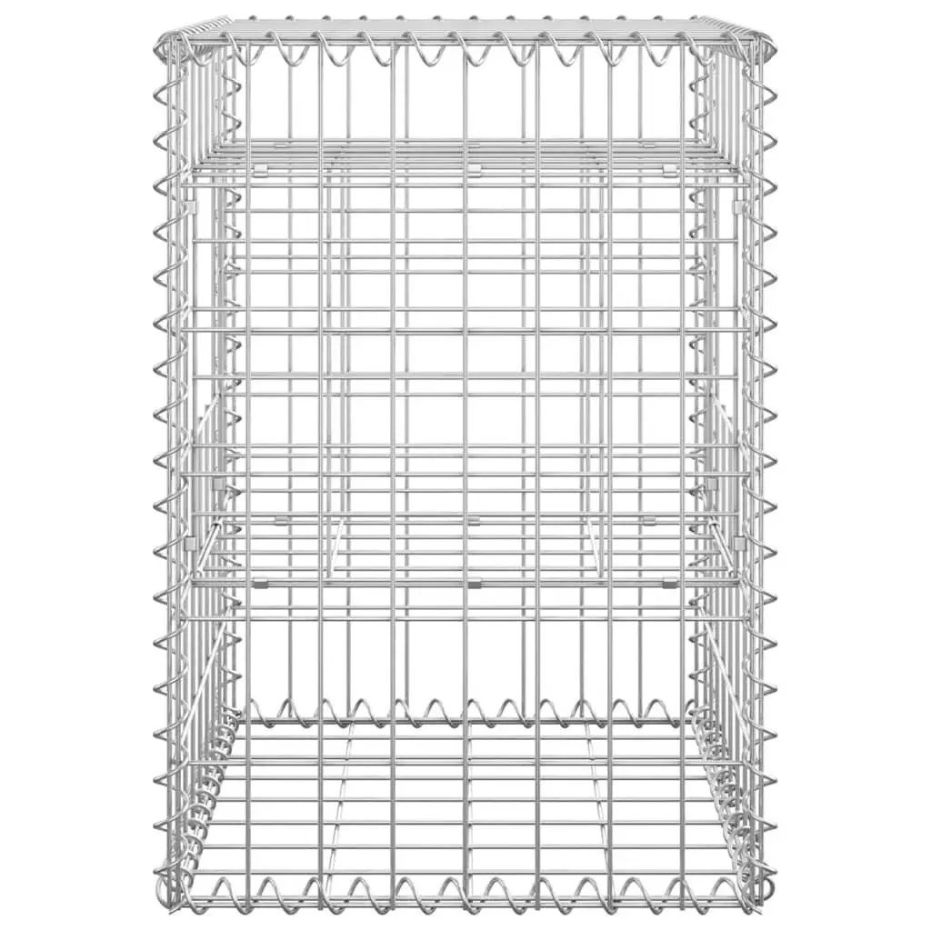 Gabion Basket Posts Iron 40x40x60 cm Silver 2 Piece Garden Fence Patio Decoration