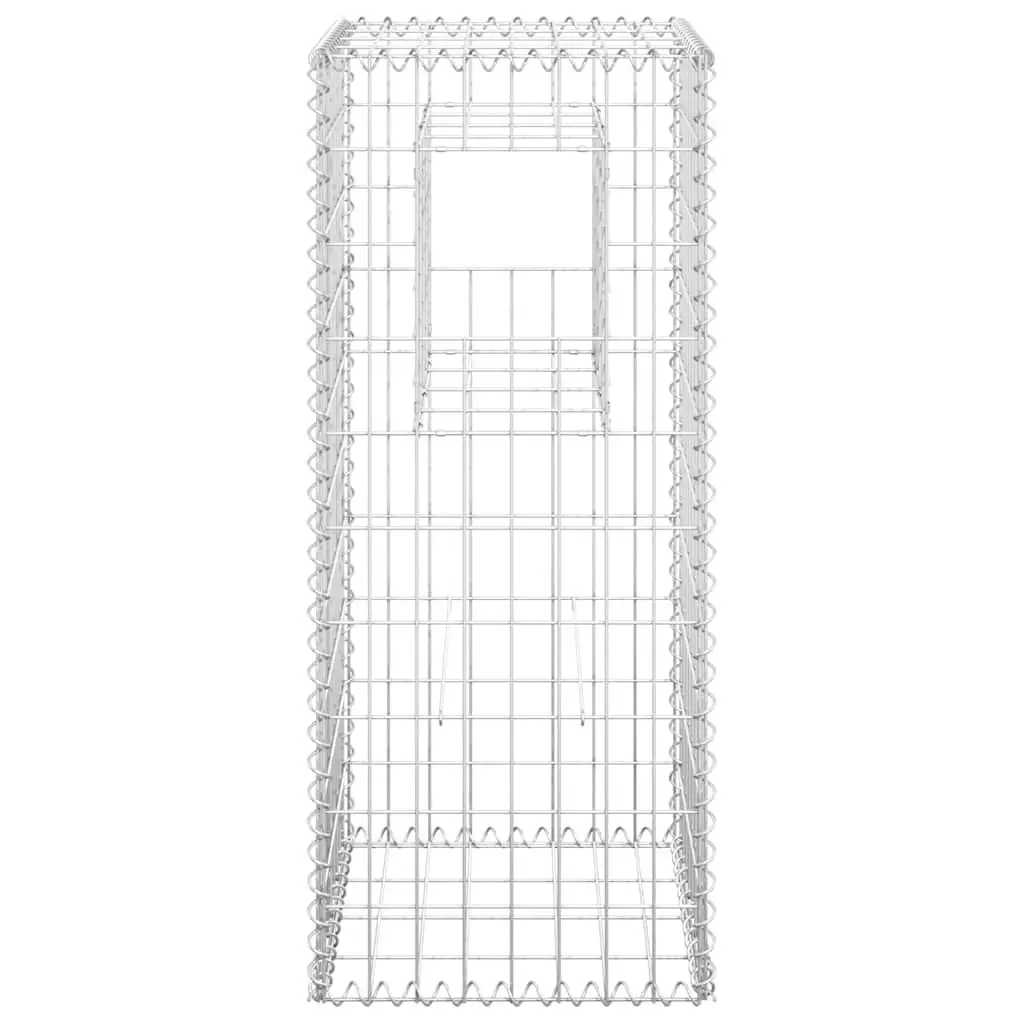 Gabion Basket Posts Iron 40x40x100 cm Silver 2 Piece Garden Fence Barrier Fencing Posts