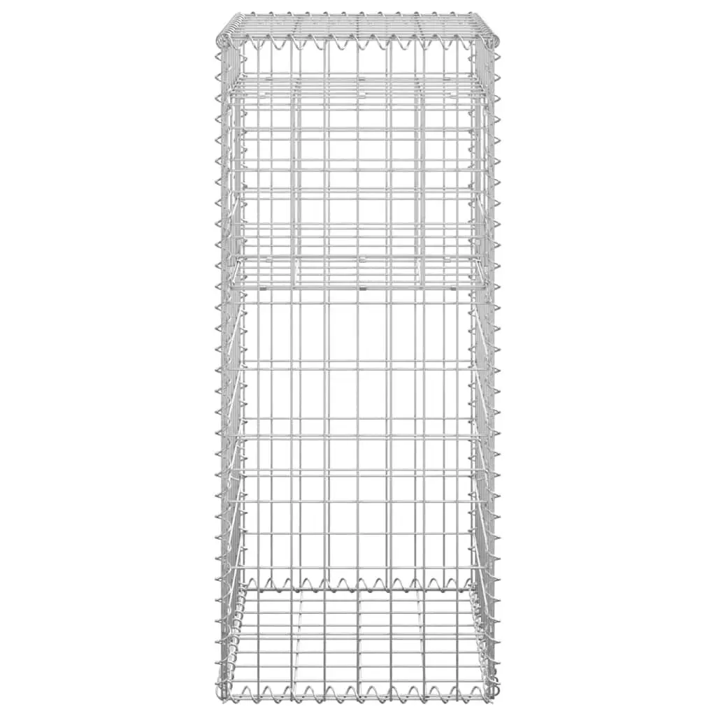 Gabion Basket Posts Iron 40x40x100 cm Silver 2 Piece Garden Fence Barrier Fencing Posts
