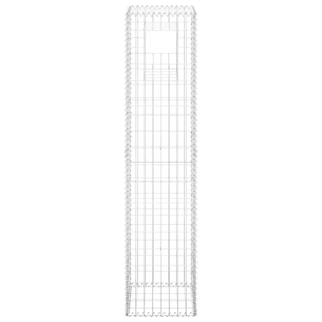 Iron Gabion Post Garden Fence Barrier Silver 40x40x180cm Welded Mesh Construction for Patios and Borders