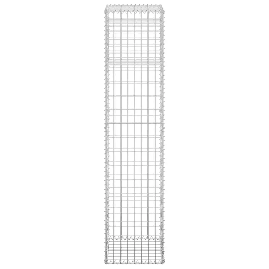 Iron Gabion Post Garden Fence Barrier Silver 40x40x180cm Welded Mesh Construction for Patios and Borders