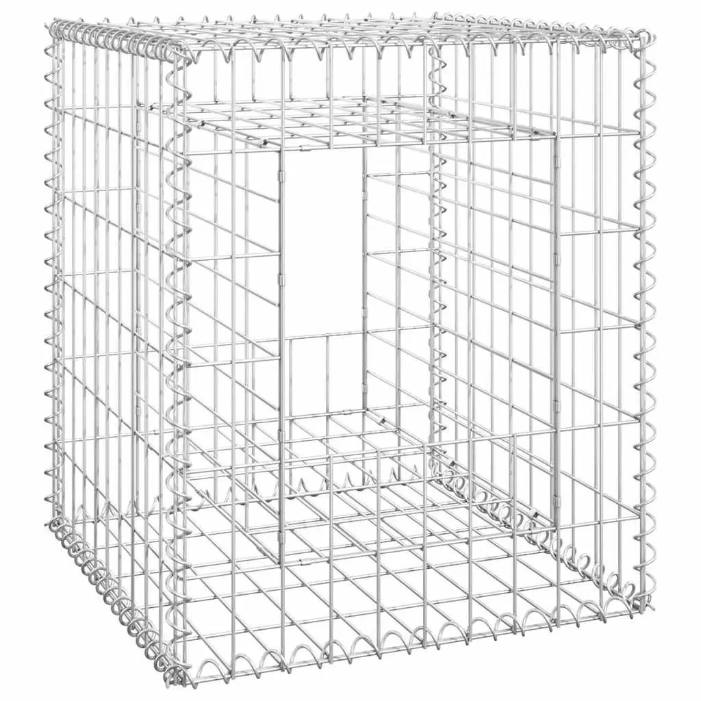 Gabion Basket Posts Iron Wire Mesh 50x50x60 cm Silver 2 Piece Garden Fencing Barrier