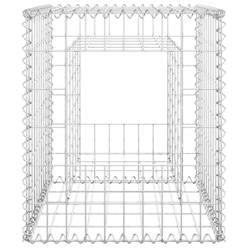 Gabion Basket Posts Iron Wire Mesh 50x50x60 cm Silver 2 Piece Garden Fencing Barrier
