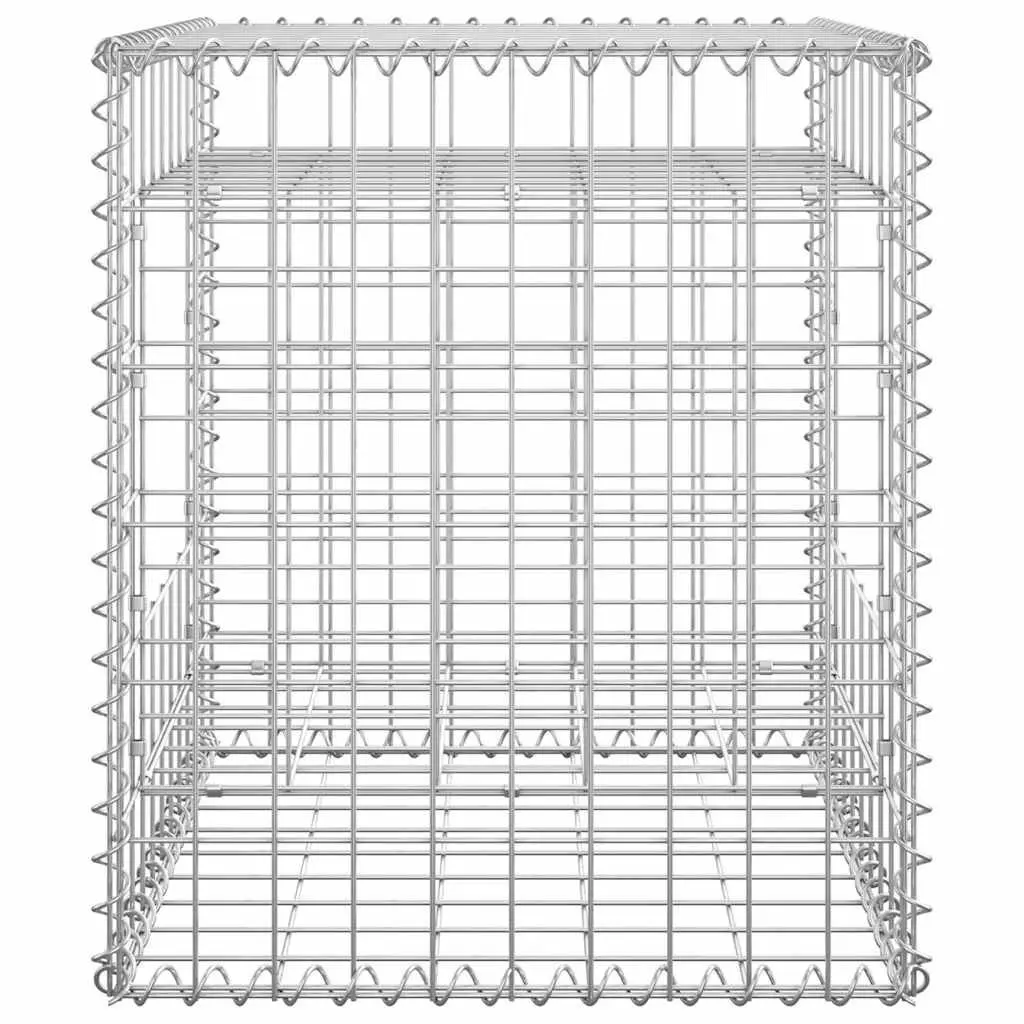 Gabion Basket Posts Iron Wire Mesh 50x50x60 cm Silver 2 Piece Garden Fencing Barrier