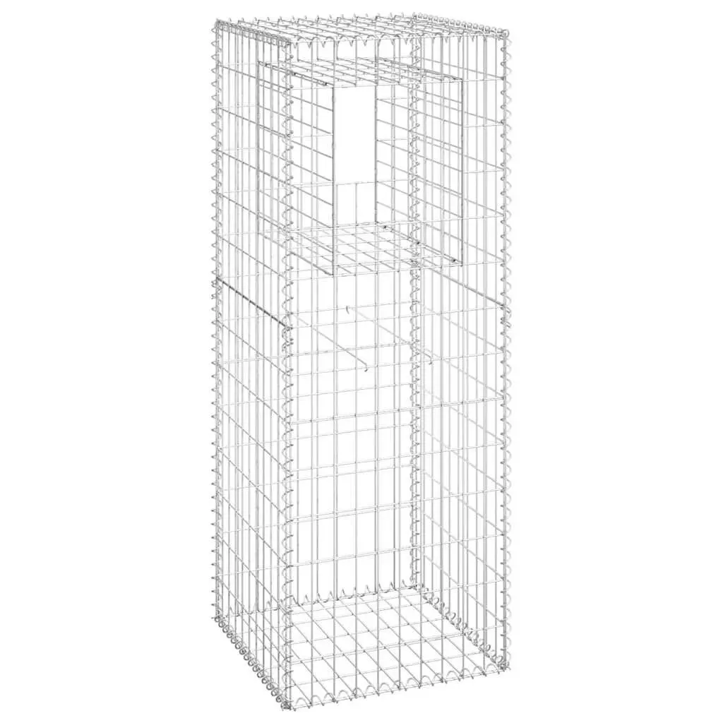 Gabion Iron Posts Weatherproof Rustproof 50x50x140cm Silver Garden Decor Filler 2 Piece