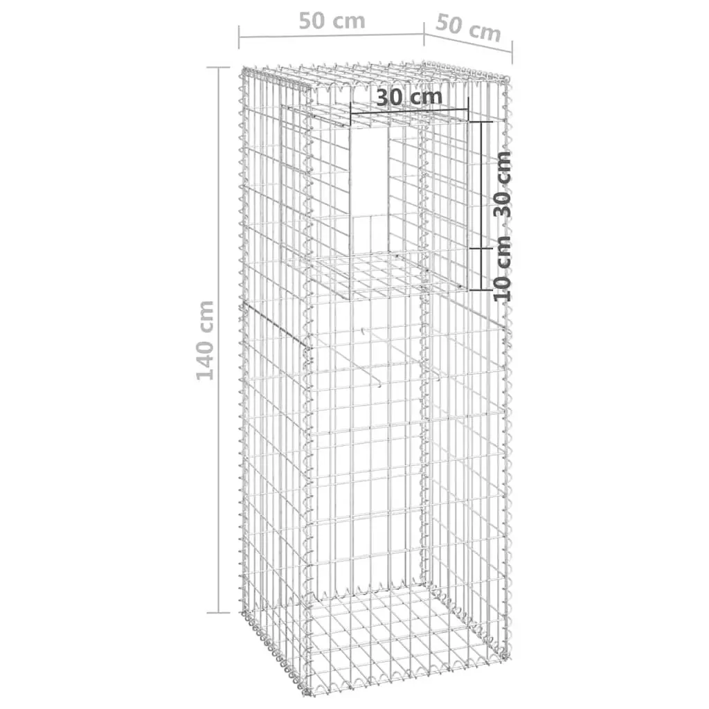 Gabion Iron Posts Weatherproof Rustproof 50x50x140cm Silver Garden Decor Filler 2 Piece