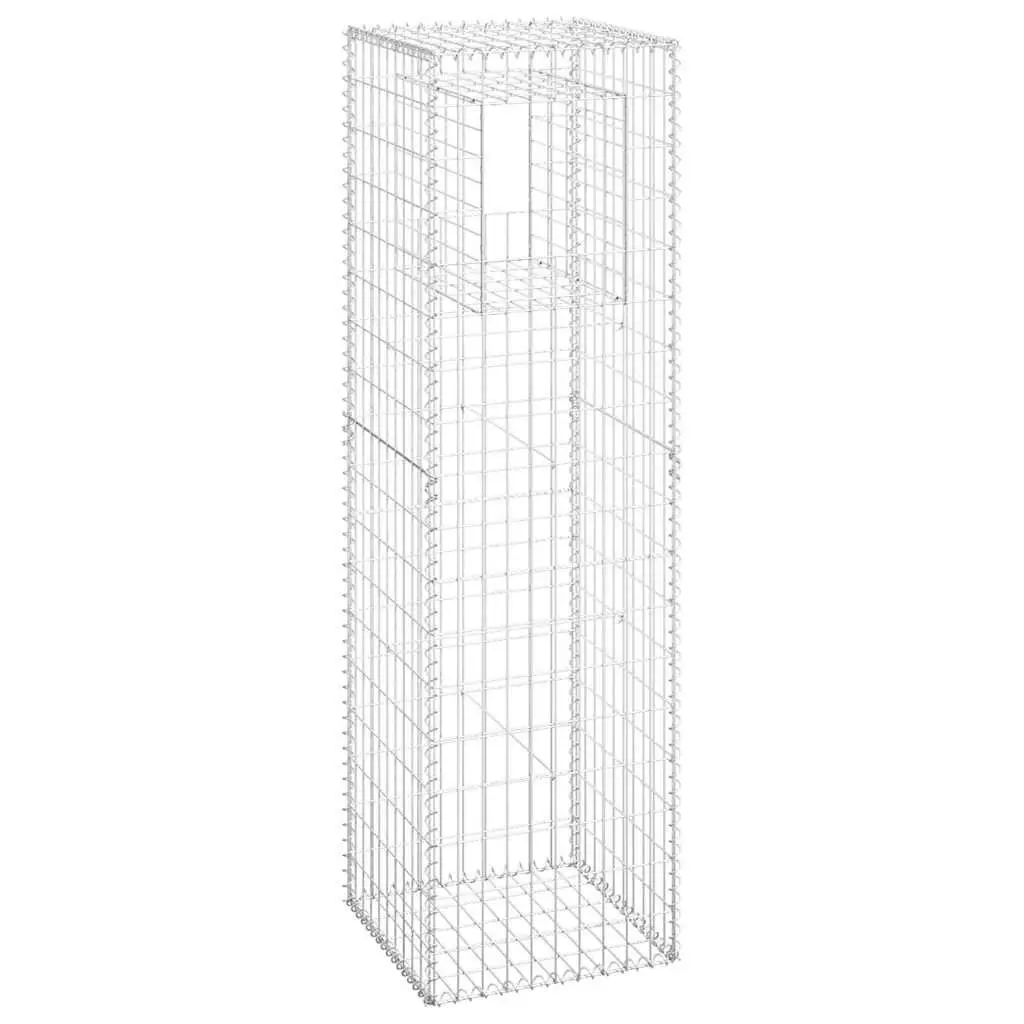 Garden Fencing Posts Iron Weather-Proof Silver 50x50x180cm 2 Piece Gabion Basket Decor