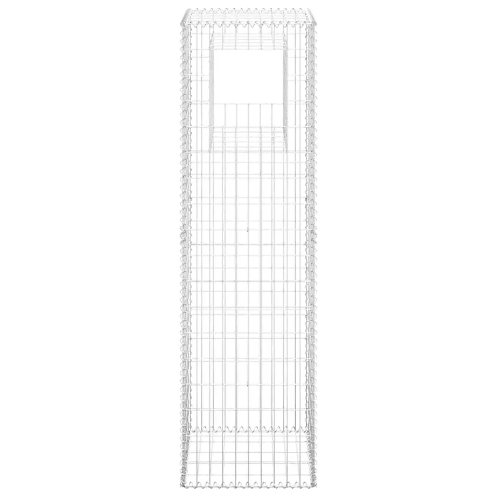 Garden Fencing Posts Iron Weather-Proof Silver 50x50x180cm 2 Piece Gabion Basket Decor