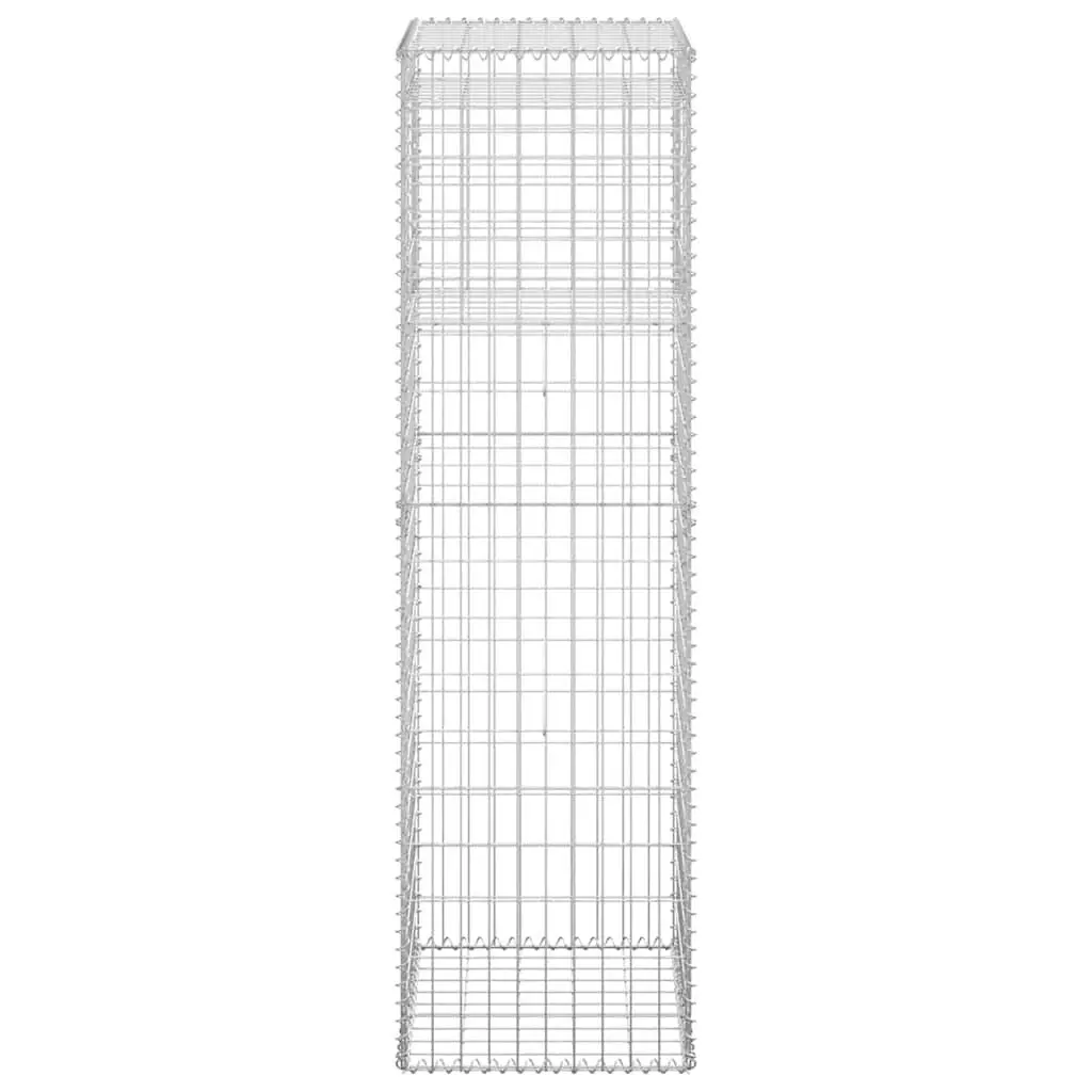 Garden Fencing Posts Iron Weather-Proof Silver 50x50x180cm 2 Piece Gabion Basket Decor