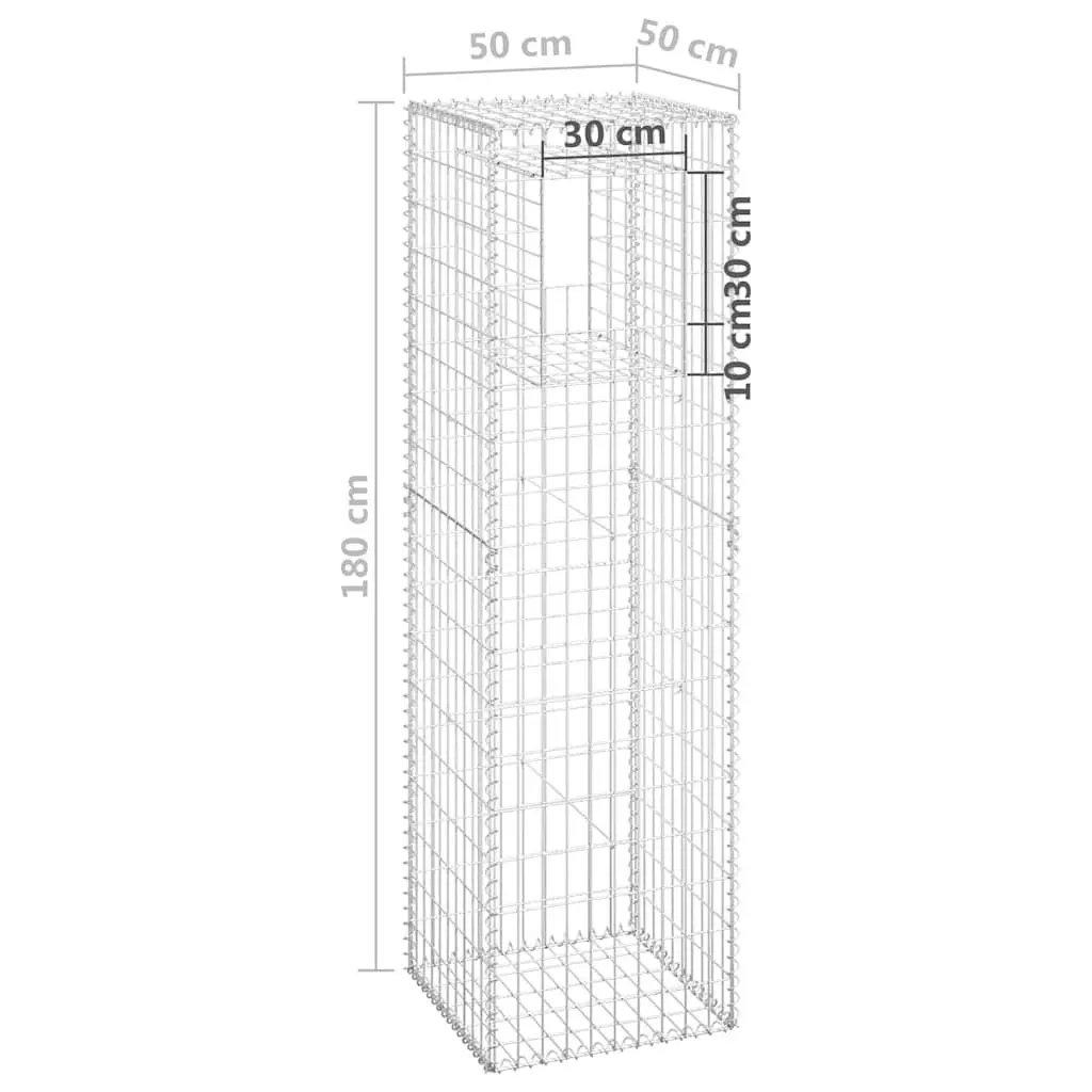 Garden Fencing Posts Iron Weather-Proof Silver 50x50x180cm 2 Piece Gabion Basket Decor