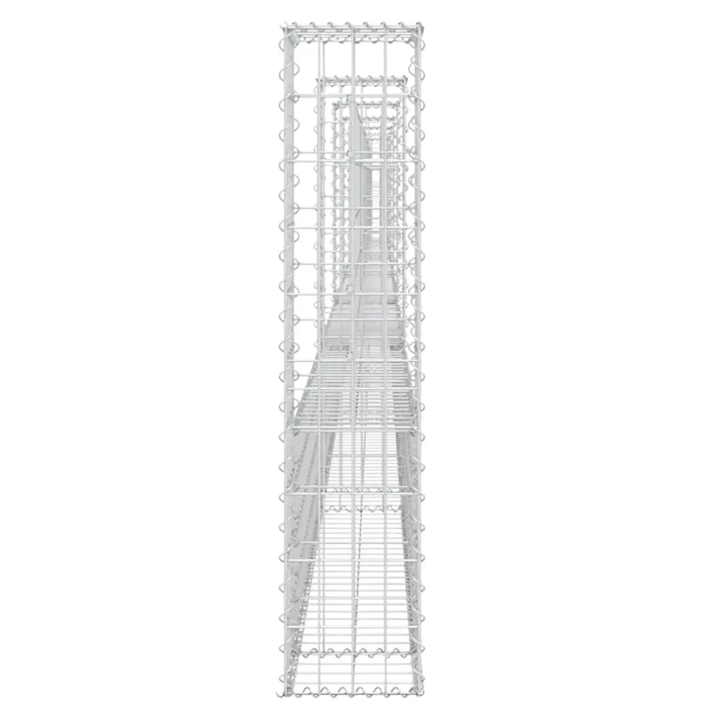 U-Shaped Gabion Basket Iron Mesh with 7 Posts for Retaining Wall Garden Barrier Silver 740 x 20 x 100 cm