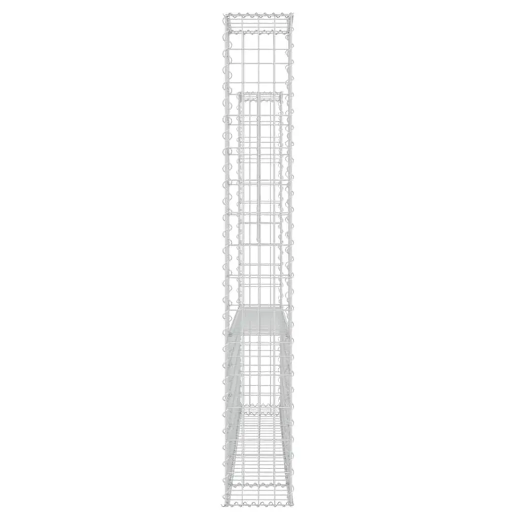U-Shape Gabion Basket Silver 140x20x150cm with 2 Integrated Posts for Garden Retaining Wall and Outdoor Fencing