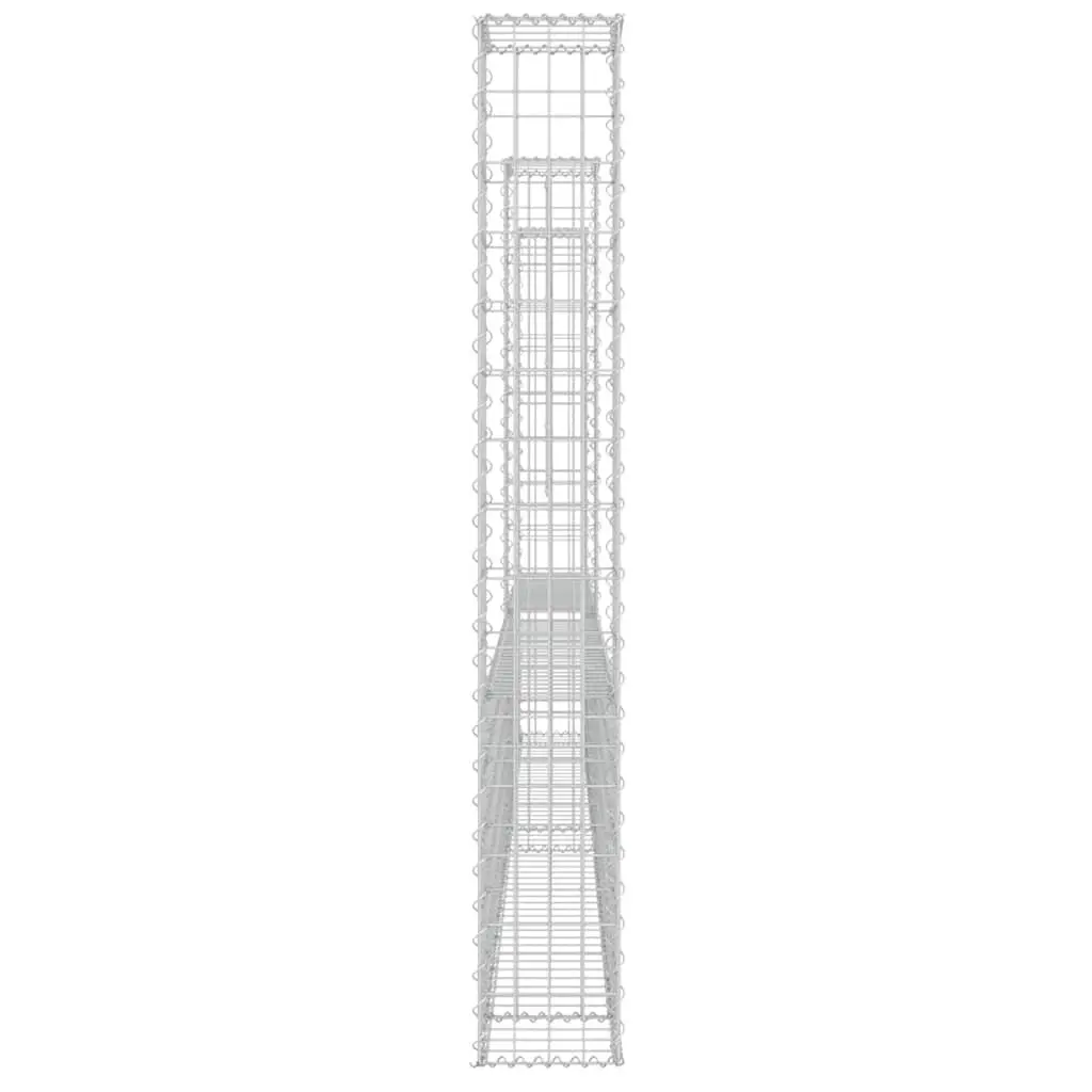 Gabion Basket U-Shape Iron Mesh 260x20x150cm Silver with 3 Posts for Garden Barrier and Retaining Wall Construction